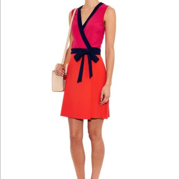 Diane von Furstenberg Gracie Color Block Wrap Dress - Picture 2 of 8